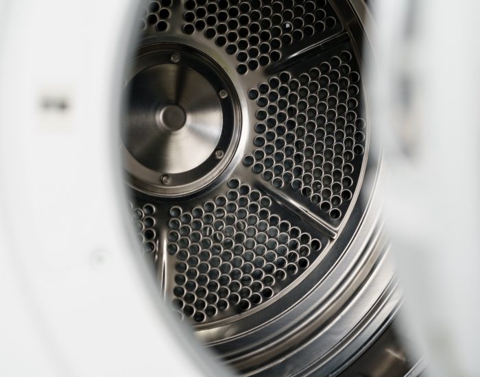 Close up of new dryer machine in household appliances store