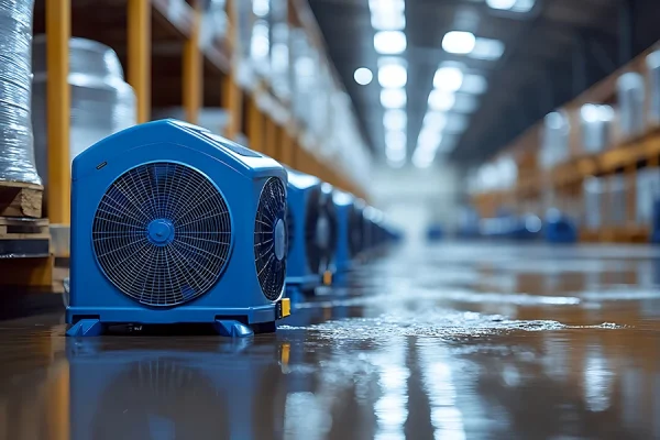 Drying process during water damage restoration services