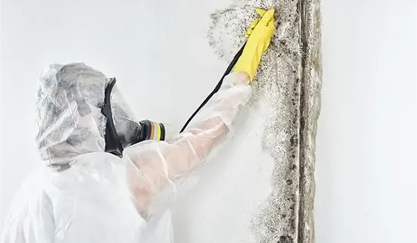 mold remediator removing mold from walls