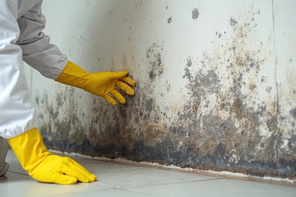 technician inspecting commercial building for mold
