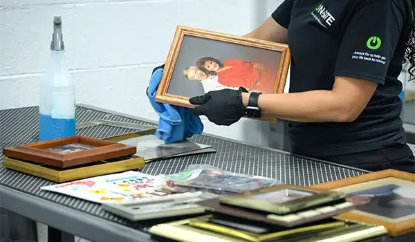 Contents Cleaning & restoration services being performed