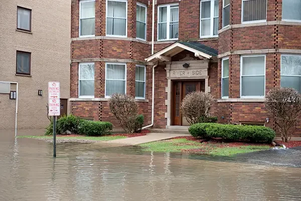 flooded area in front of a house